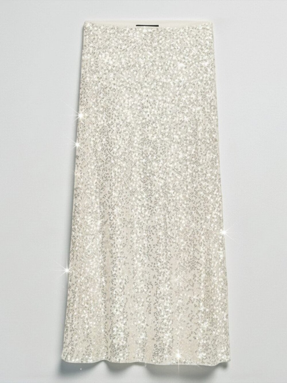 Zara Champagne Sequin Maxi Skirt | Cream Evening Skirt NWT Small